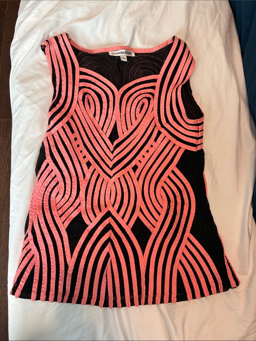 Alexandra Rosati Pink & Black Geometric Sleeveless Tank